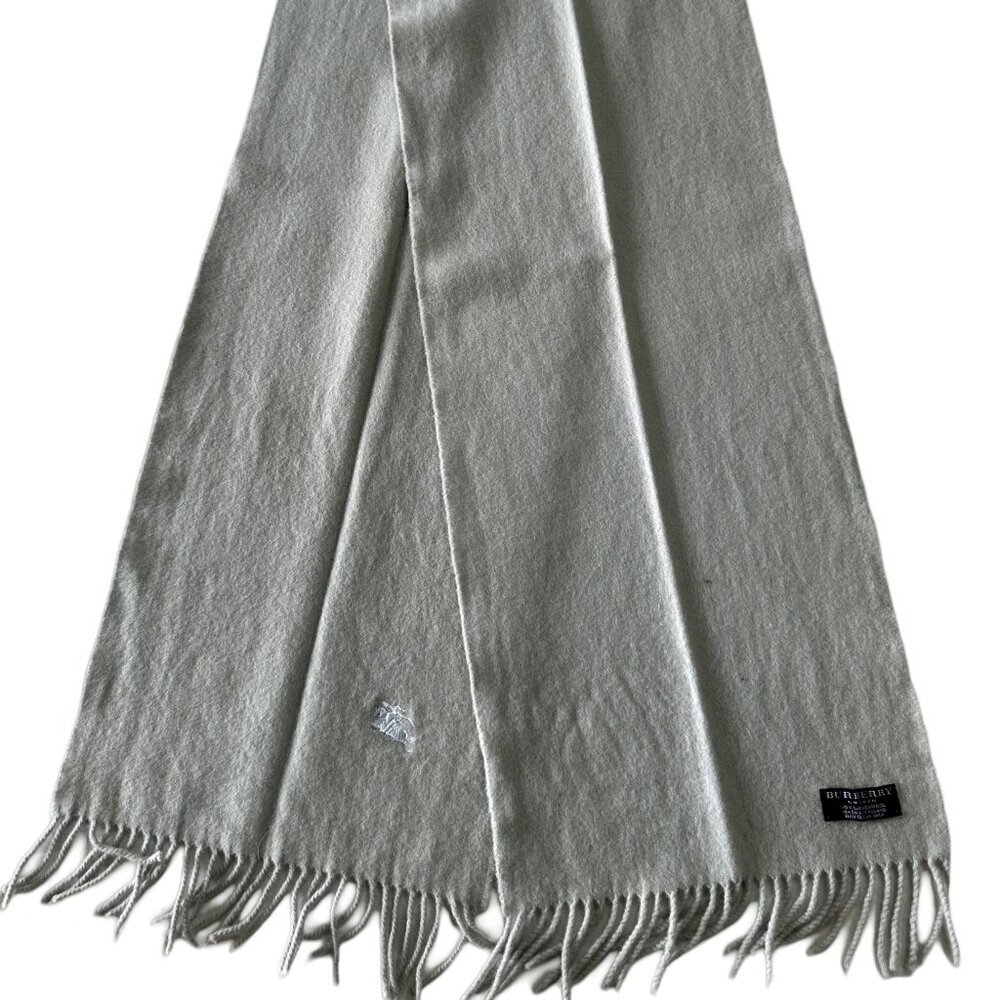 Burberry Vintage Scarf Gray 100% Lambswool Unisex Scarf Made In England - Picture 1 of 8